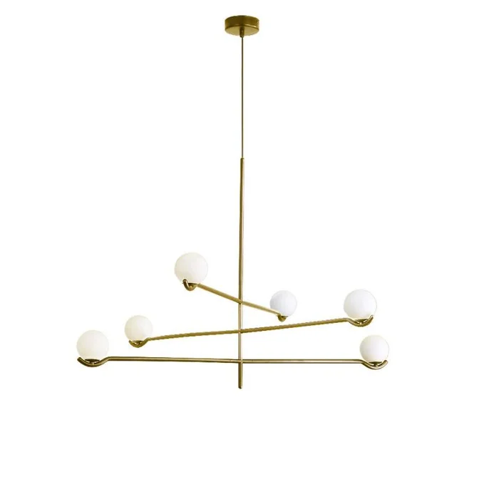 Mobital Nebula Pendant Lamp 3 Arm White Glass Brass Powder Coated Frame ALP-NEBU-BRAS-3ARM