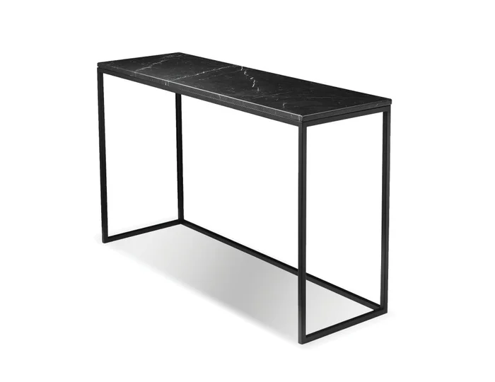 Mobital Onix Sofa Table Black Semi-Honed Marble Black Powder Coated Frame WSO-ONIX-BLAC-ST2PC