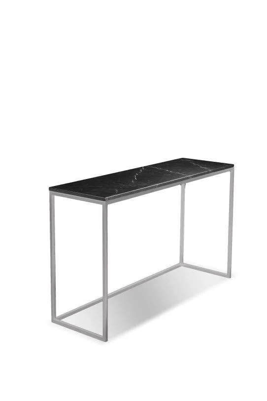 Mobital Onix Sofa Table Black Semi-Honed Marble Brushed Stainless Steel Base WSO-ONIX-BLBS-ST2PC
