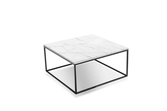 Mobital Onix Square Coffee Table White Semi-Honed Marble Top/Black Matte Base WCO-ONIX-WHBL-SQ2PC
