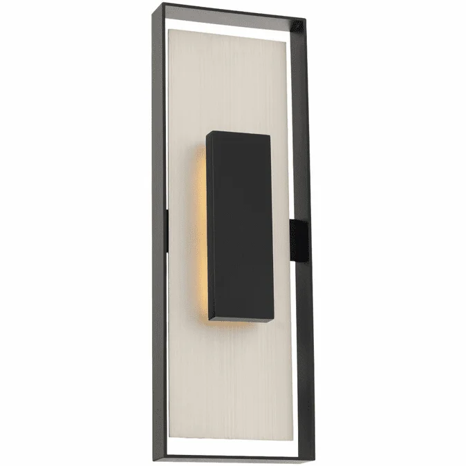 Modern Forms WS-W28434-BK/BN Boxie Contemporary Black with Brushed Nickel LED Exterior Light Sconce