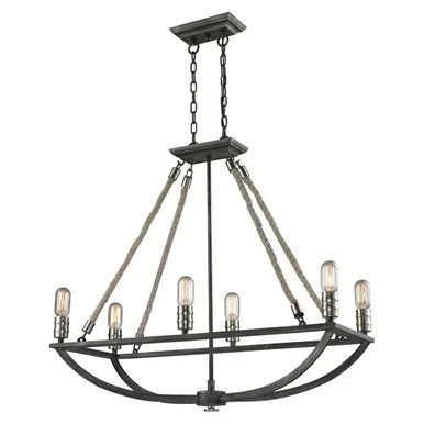 Natural Rope Six Light Chandelier in Polished Nickel (45|63055-6)