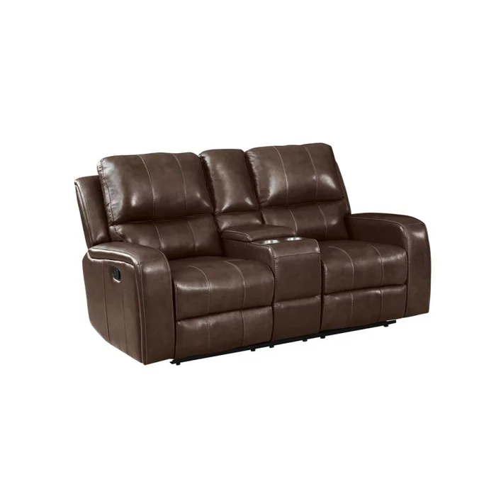 New Classic Furniture Linton Console Loveseat with Dual Recliners in Brown L1721-25-LDB PROMO