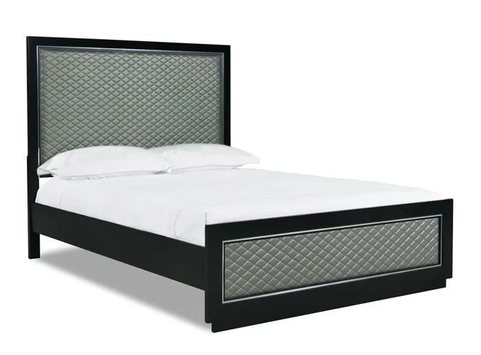 New Classic Furniture Luxor Queen Panel Bed in Black/Silver B2025-310;B2025-320;B2025-330
