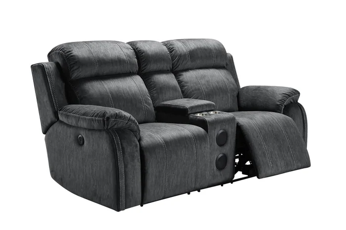 New Classic Furniture Tango Console Loveseat with Speaker and Power Footrest in Shadow U396-25P1-SHW