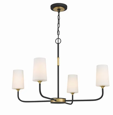 Niles Four Light Chandelier in Black Forged + Modern Gold (60|NIL-70015-BF-MG)