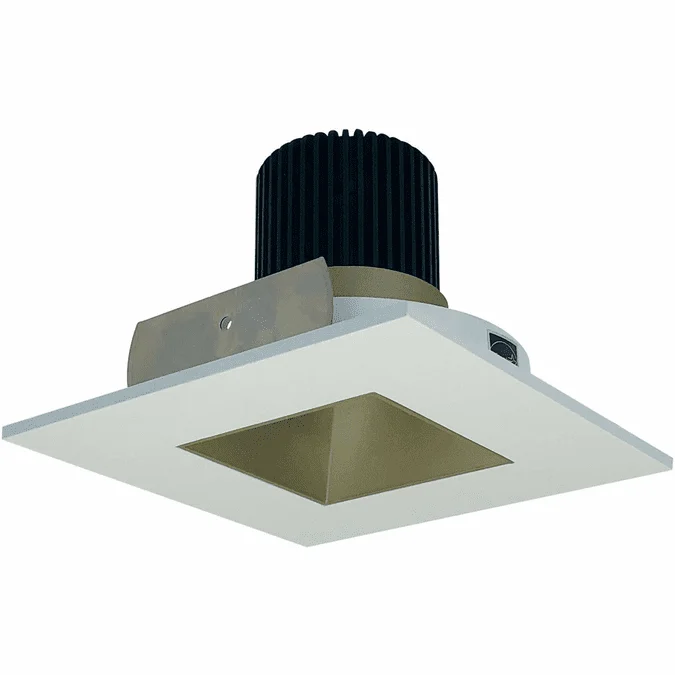 Nora NIO-4SNDSQXCHMPW Iolite Modern Champagne Haze Reflector / Matte Powder White Flange LED 4″ Square Reflector with Square Aperture Recessed Light Insert
