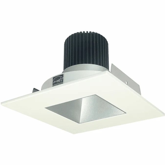 Nora NIO-4SNDSQXHW Iolite Modern Haze Reflector / White Flange LED 4″ Square Reflector with Square Aperture Recessed Light Insert