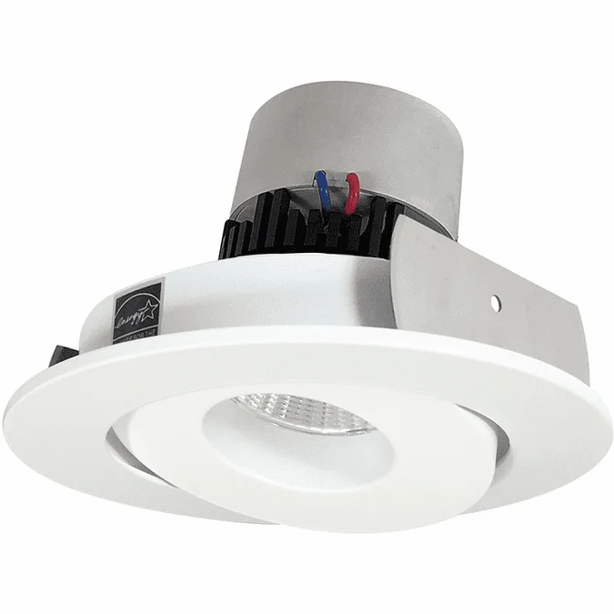 Nora NPR-4RGMPW Pearl Contemporary Matte Powder White LED 4″ Pearl Round Adjustable Gimbal LED Retrofit