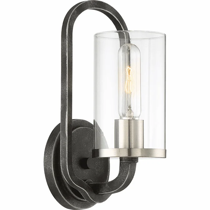Nuvo 60-6121 Sherwood Contemporary Iron Black with Brushed Nickel Accents Wall Sconce