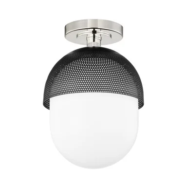 Nyack One Light Semi Flush Mount in Polished Nickel/Black (70|6110-PN/BK)