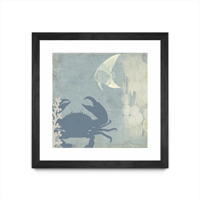 Ocean Life Ii Matted and Framed Black 36×36 Wall Art|uvre dart murale encadre noire et mate Ocean Life Ii 36×36