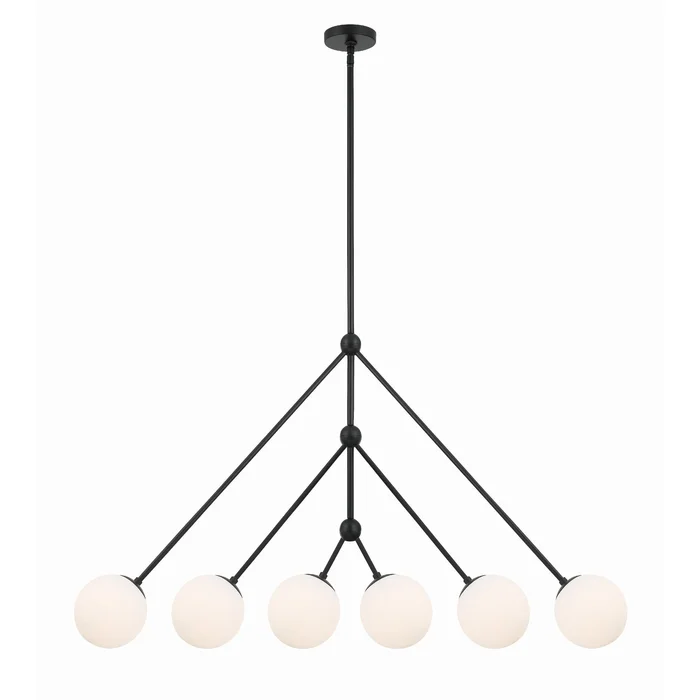 Omni 6 Light Matte Black Linear Chandelier 46.5″W x 28″H x 46.5″D