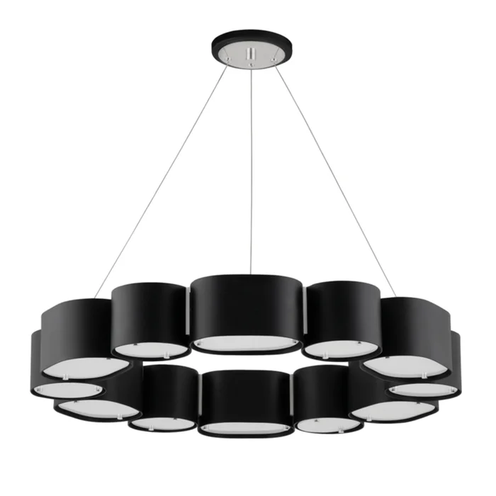 Opal 12-Light Chandelier in Soft Black With Stainless Steel 30L x 30W x 4H