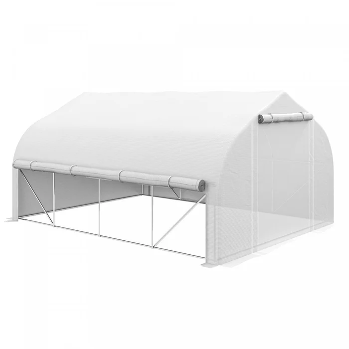 Outsunny 13 X 9.8ft Walk-in Polytunnel Greenhouse, Zipped Roll Up Sidewalls|Outsunny Serre Polytunnel 13 X 9,8 Pi, Parois Laterales Enroulables Zippees