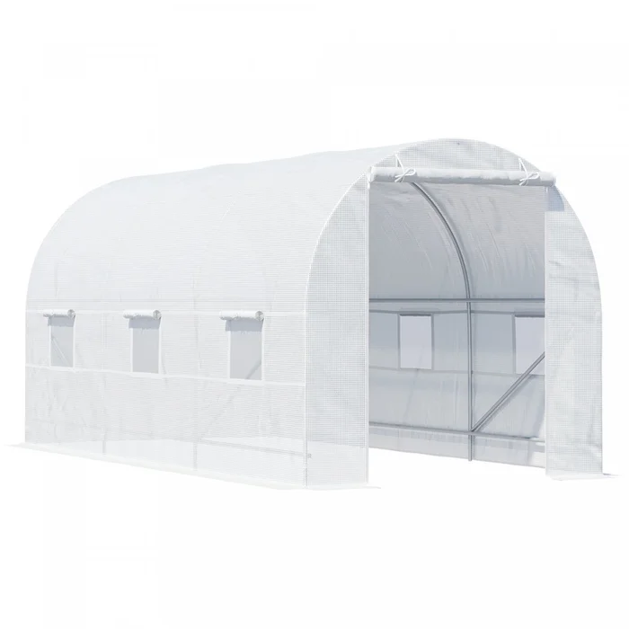 Outsunny 14.8×6.6×6.6ft Walk-in Tunnel Greenhouse Portable Garden Plant Growing Warm House With Door|Outsunny Serre De Jardin Tunnel Surface Sol 9 M 4,5l X 2l X 2h M Chassis Tubulaire Renforce 18 Mm 6