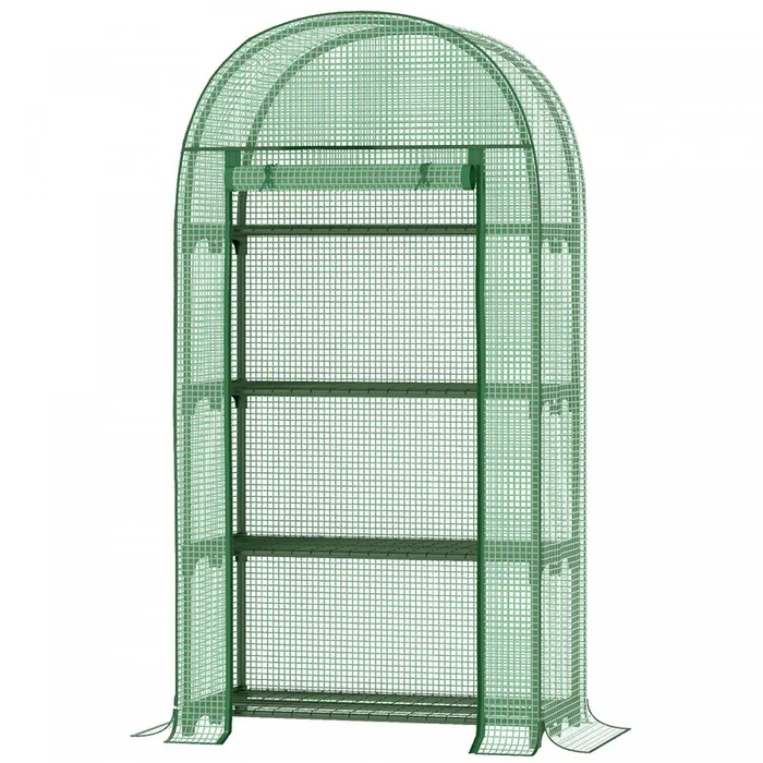 Outsunny 4-tier Mini Greenhouse, Outdoor Portable Gardening Plant Green House With Storage Shelves, |Outsunny Mini Serre De 31,5 X 19,3 X 63, Serre Portative Exterieure Pour Plantes De Jardinage Ave