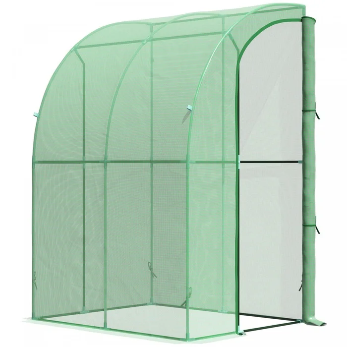 Outsunny 5′ X 4′ X 7′ Outdoor Lean-to Walk-in Garden Greenhouse Polycarbonate With Roll-up Door Hot |Outsunny 5′ X 4′ X 7′ Serre De Jardin Adossee Serre Adossee Porte Zippee Enroulable Acier Pe Haute D