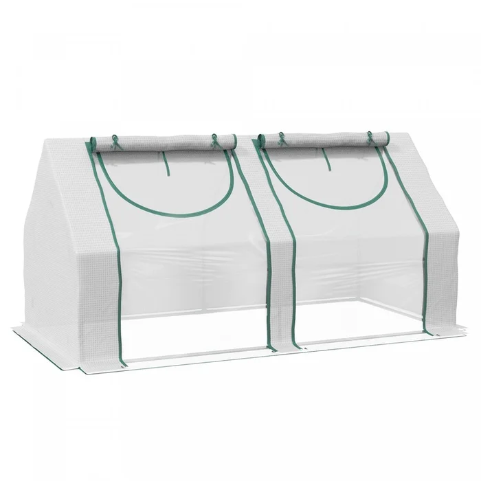 Outsunny 6′ X 3′ X 3′ Mini Greenhouse With 2 Pe/plastic Covers, White|Outsunny Mini Serre 6′ X 3′ X 3′ Avec 2 Couvertures Pe/plastique, Blanc