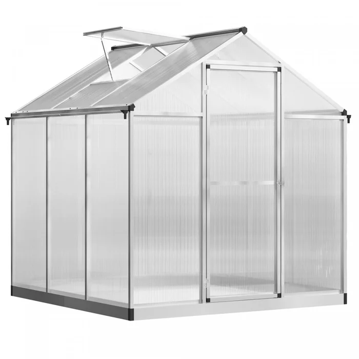 Outsunny 6′ X 6′ X 6.4′ Walk-in Garden Greenhouse Polycarbonate Panels Plants Flower Growth Shed Col|Outsunny Kit De Serre 6’x6’x6.4′ Serre De Jardin Panneaux De Polycarbonate Abri Pour Croissance Des