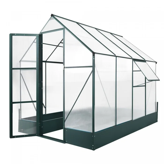 Outsunny 8.2′ X 6.2′ Upgraded Greenhouse With Temperature Controlled Window, Raised Garden Bed And F|Outsunny 8.2′ X 6.2′ Jardin De Plantes D’exterieur A Effet De Serre, Fenetre A Temperature Controlee