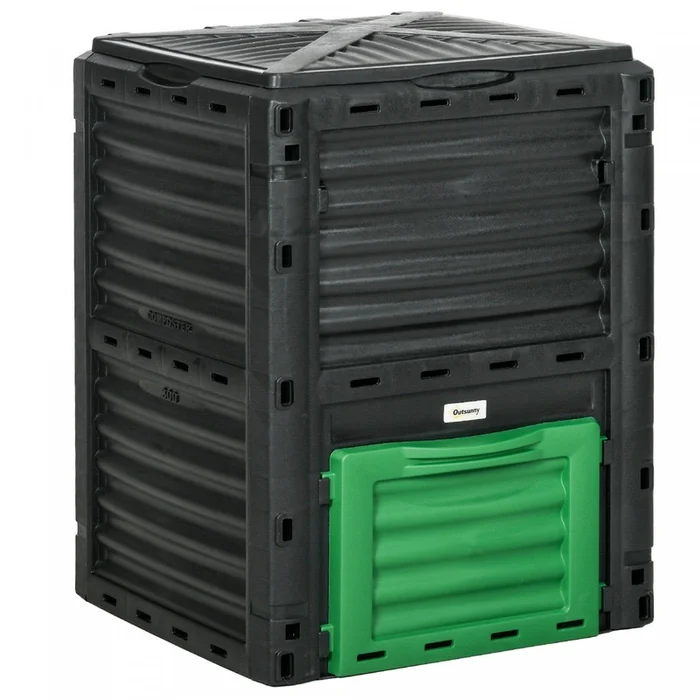 Outsunny Garden Compost Bin, 80 Gallon Outdoor Compost Container, Green|Outsunny Poubelle A Compost De Jardin, Conteneur A Compost De 80 Gallons