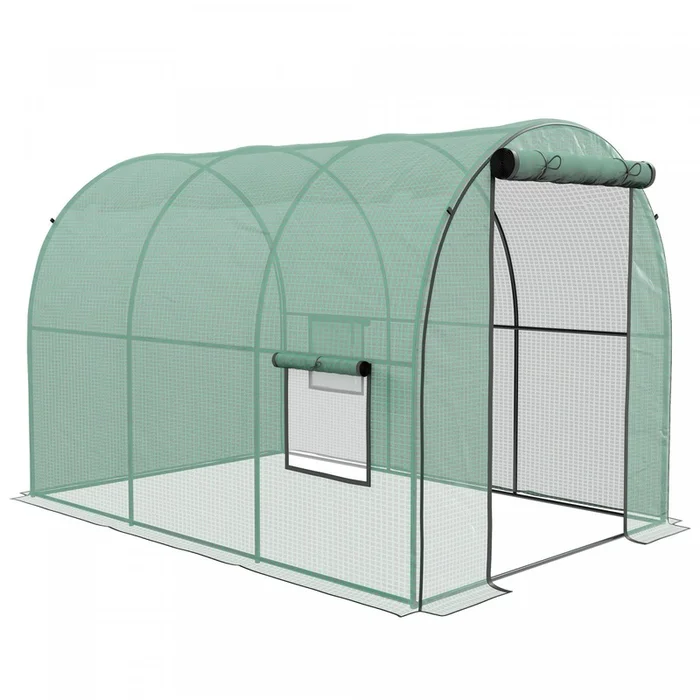 Outsunny Tunnel Greenhouse With Roll-up Door And Windows, 6.6’x10’x6.6’|Outsunny Serre Tunnel Avec Porte Enroulable Et Fenetres, 6.6′ X10′ X6.6′.