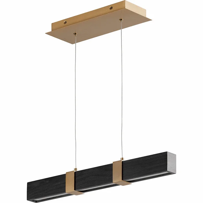 Oxygen 3-24-1540 Decca Contemporary Aged Brass / Black Oak LED 24″ Island Lighting