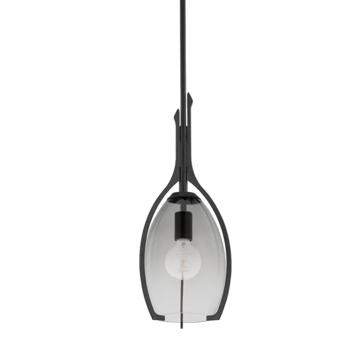 Pacifica Pendant 1-Light LED in Forged Iron 9L x 9W x 24.25H