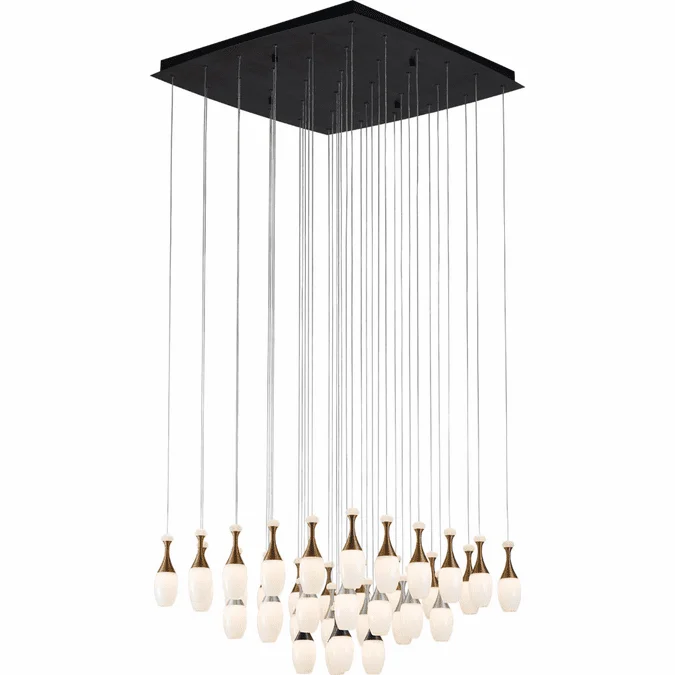 PageOne PP121217-DT/AL/BG La Botella Contemporary Deep Taupe / Brushed Alumnium / Brushed Gold LED Multi Hanging Light