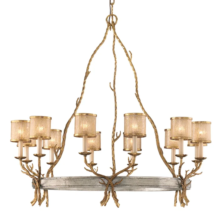 Parc Royale 12-Light Chandelier in Vintage Gold Leaf 41L x 41W x 41.5H