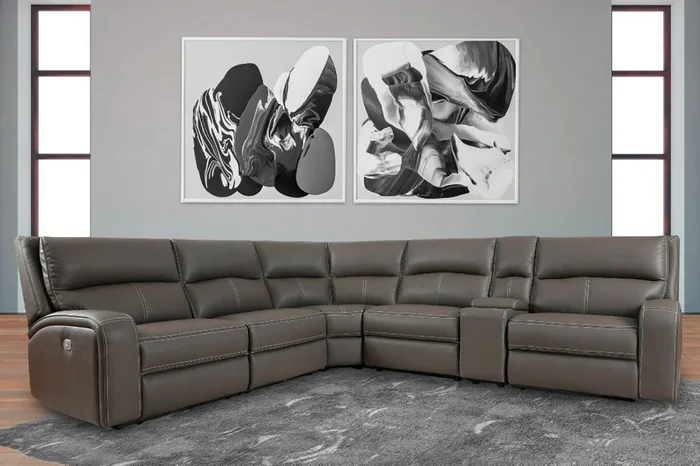 Parker House Polaris 6pc Reclining Sectional in Gray CLOSEOUT CODE:UNIV10 for 10% Off