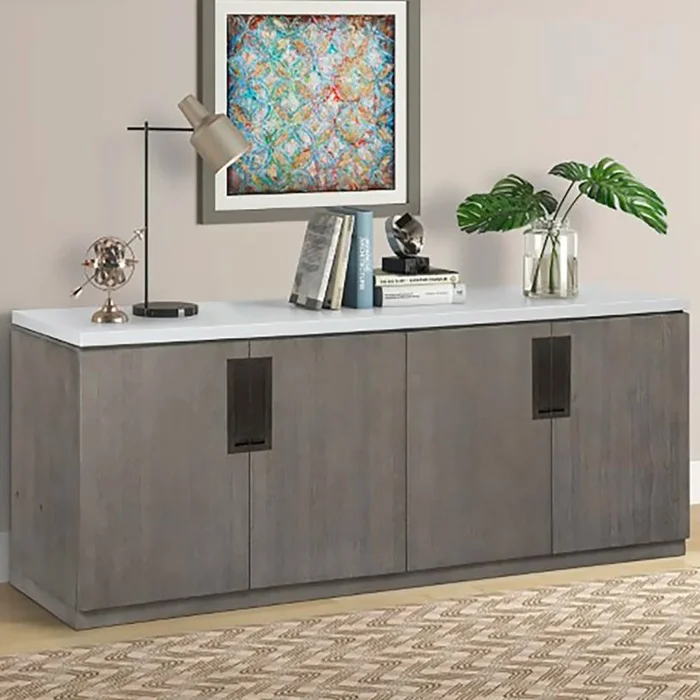 Parker House Pure Modern Credenza with Quartz Top in Gray PUR#384C CLOSEOUT CODE:UNIV10 for 10% Off