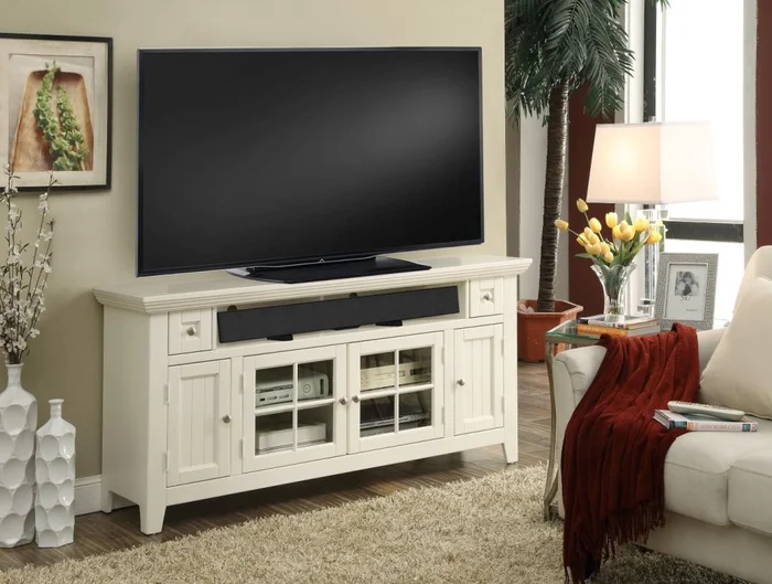 Parker House Tidewater 62″ TV Console in Vintage White TID#62 PROMO CODE:UNIV10 for 10% Off
