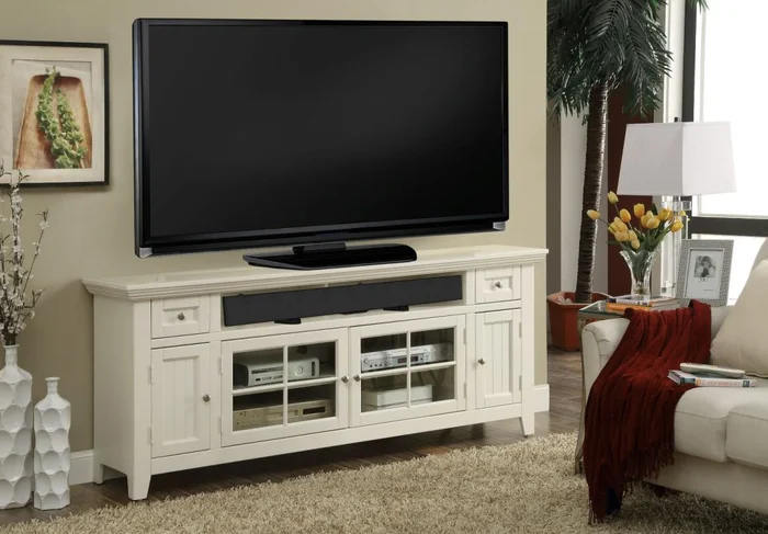 Parker House Tidewater 72″ TV Console in Vintage White HOT BUY PROMO CODE:UNIV10 for 10% Off