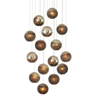Pathos Collection 15 Light Pendant in Antique Silver/Antique Gold/Matte Charcoal (142|9000-1015)