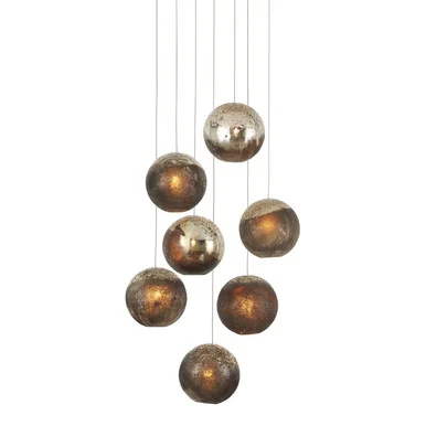 Pathos Collection Seven Light Pendant in Antique Silver/Antique Gold/Matte Charcoal (142|9000-1014)