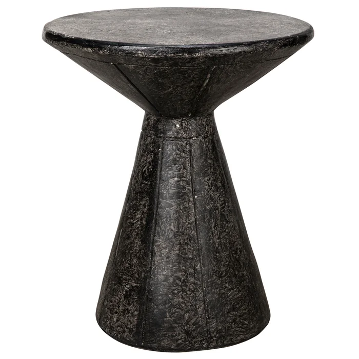 pedestal side table, black fiber cement