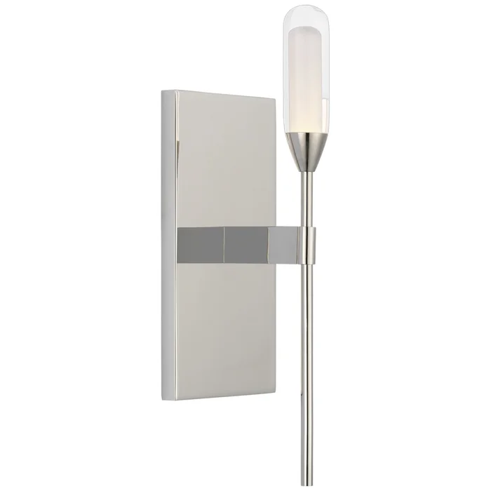 Peter Bristol Overture Medium Sconce in Polished Nickel with Clear Glass Wall Light W3.75″ x H12.25″