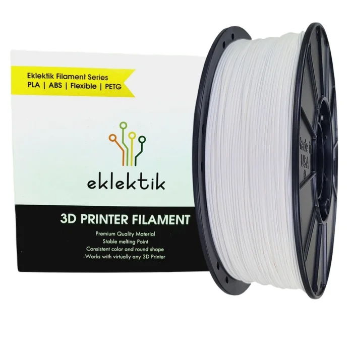 PLA White Filament 1.75mm for 3D Printer, Dimensional Accuracy +/- 0.03mm (White, 1 kg)