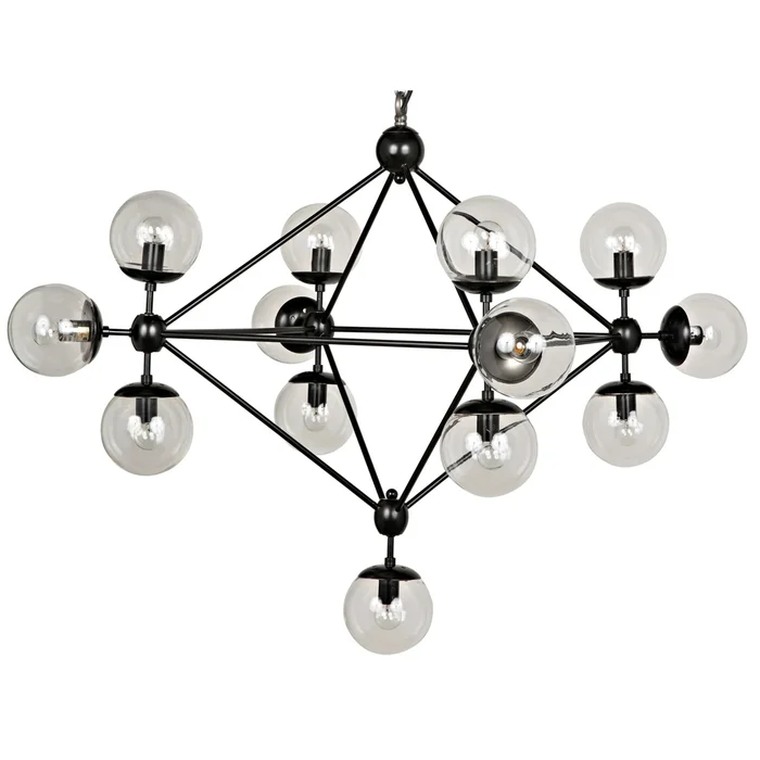 pluto chandelier, small, black steel