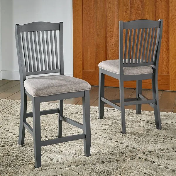 Port Townsend Slatback Upholstered Counter Stool in Seaside Pine (Set of 2) POTSP345K