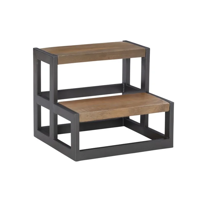 Powell Blythe Wood and Metal Bed Steps Grey Pewter D1403A21G