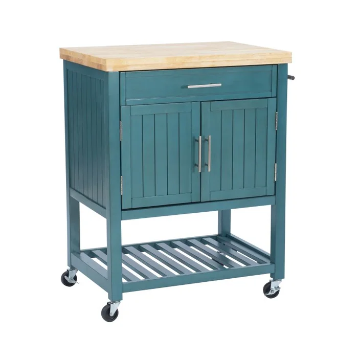Powell Conrad Teal Kitchen Cart D1008A15T