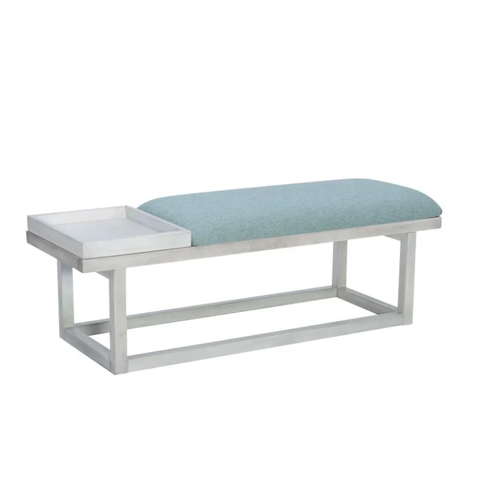 Powell Georgia Bench with Tray Whitewash Aqua D1512LS23WHT