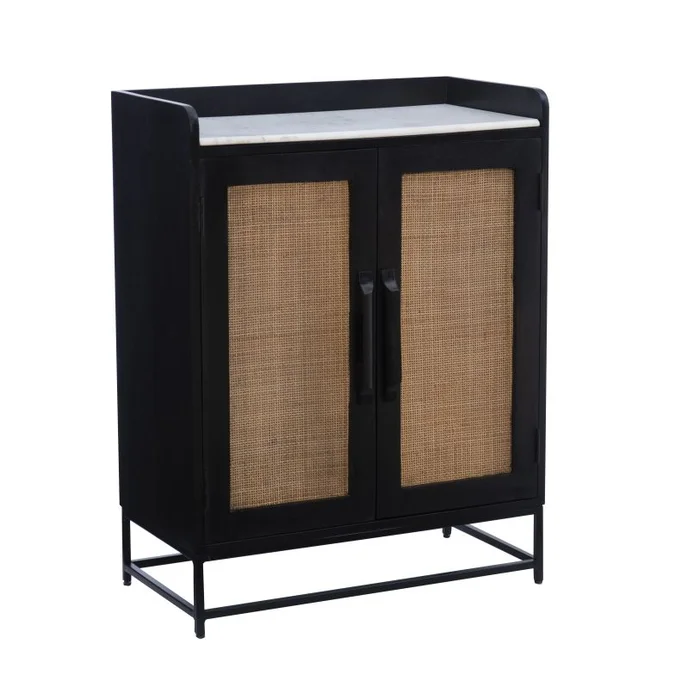 Powell Janie Rattan Bar Cabinet Black D1239A19BLKBC