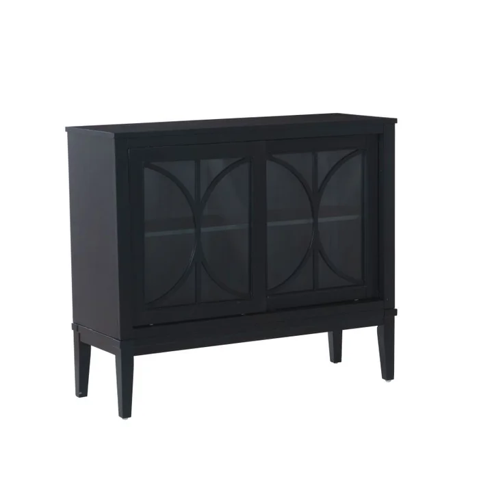 Powell Monroe Wood 2 Sliding Door Accent Cabinet Midnight Blue D1524LA23NAVY