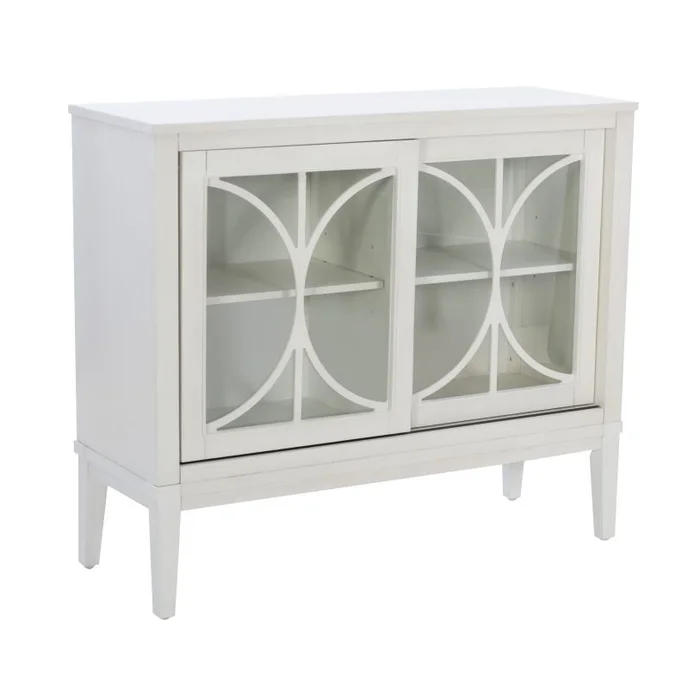 Powell Monroe Wood 2 Sliding Door Accent Cabinet White D1524LA23WHT