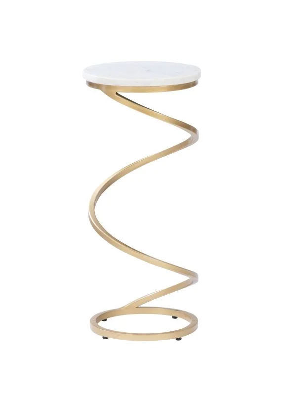 Powell Rian Spiral Drink Table White Marble D1323A20W