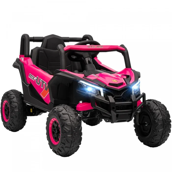 Qaba 12v Kids Ride On Car With Remote Control, Battery Powered Electric Utv With Slow Start, Spring Suspension, Led Lights, Music, Usb Port, For Boys And Girls 3-5 Years, Pink